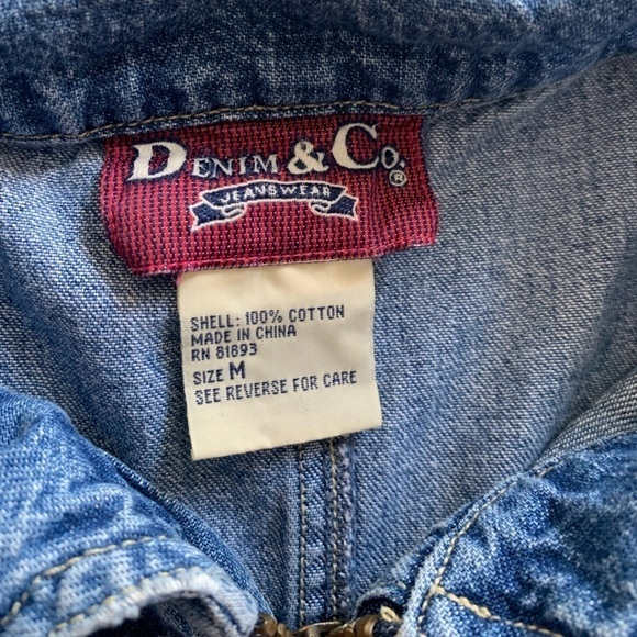 Vintage Denim Short Sleeve Top Full Zip Up Size Medium - Picture 7 of 10